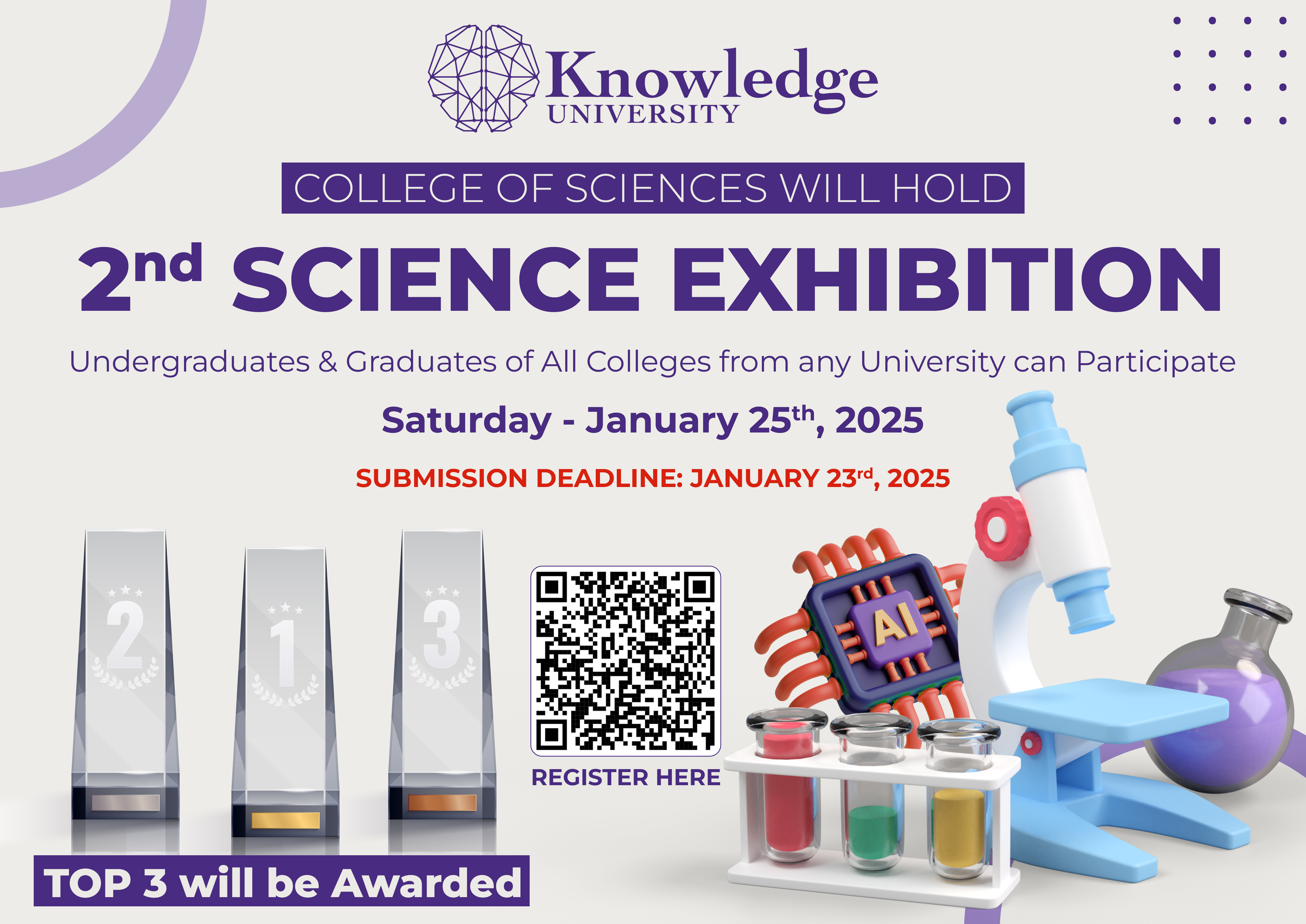 College of Sciences at Knowledge University to Host 2nd Scientific Exhibition, Welcoming Students from Across Universities