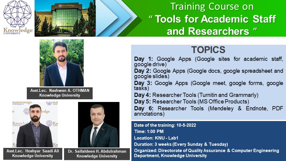 Tools for Academic Staff and Researchers: Day1