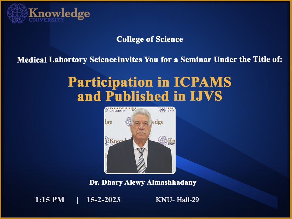 Participation in ICPAMs and published in IJVS