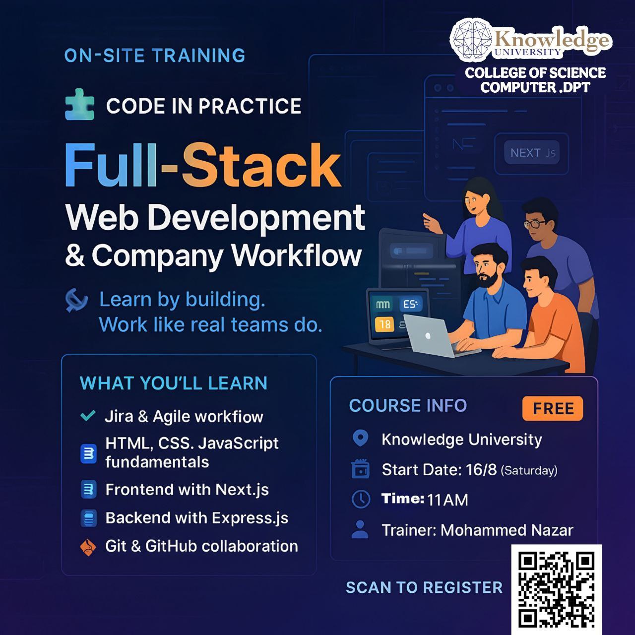 Knowledge University to Host Live Code In Practice Full-Stack Training