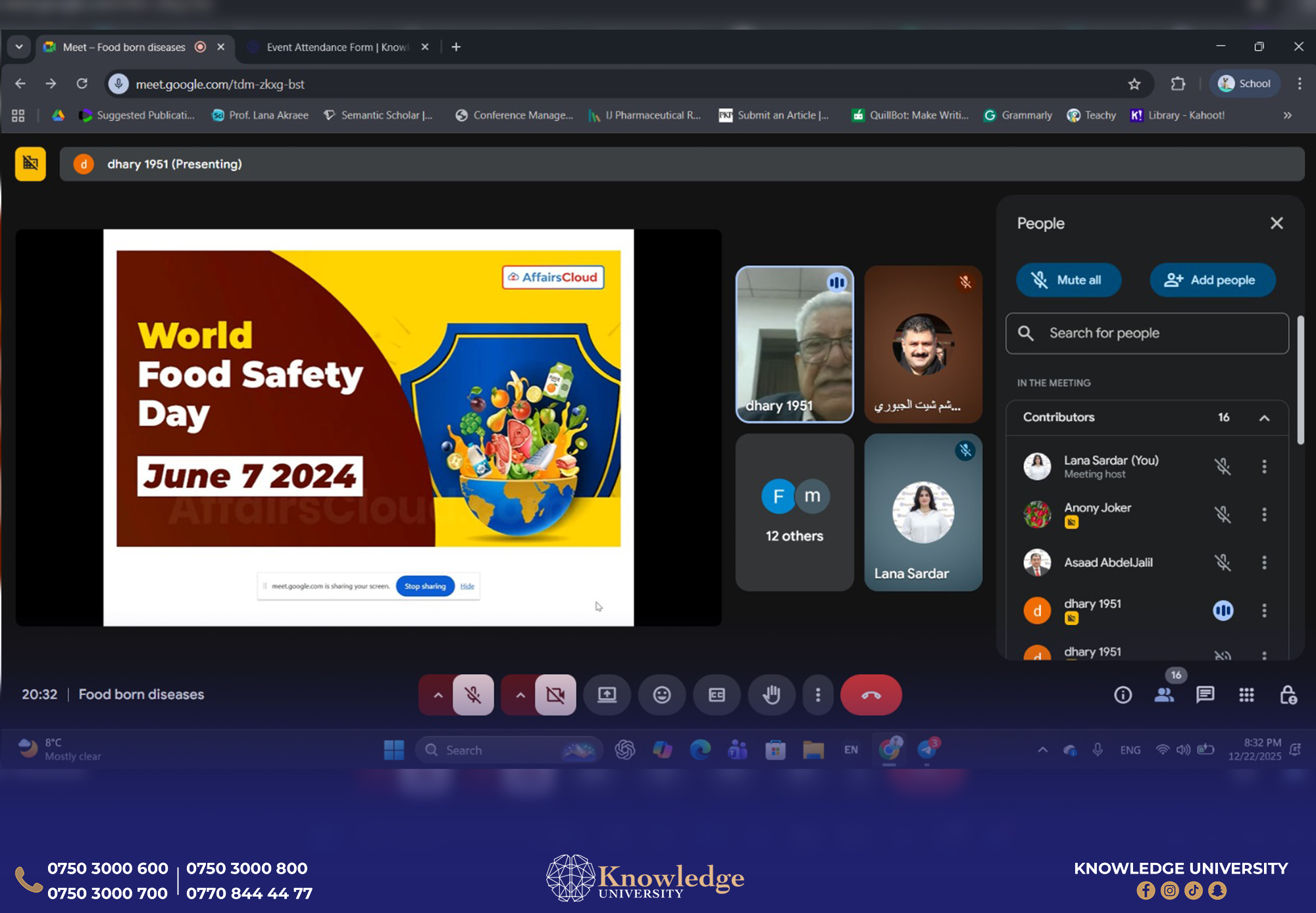 Online Workshop on Food-Borne Diseases Held at Knowledge University