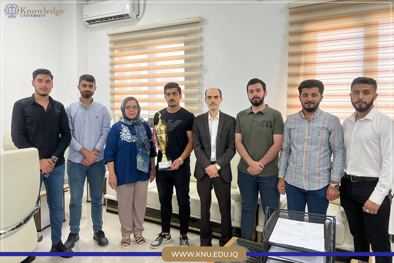 Computer science department students presented their cup to the deanery of the College of Science