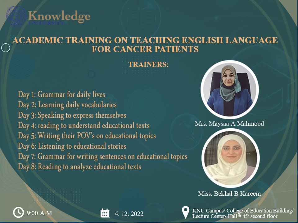 Academic training on teaching English langues for cancer patients